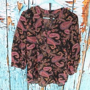 🛍LUCKY BRAND Paisley Peasant Top 3/4 Sleeve
